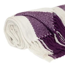 Purple Chalet Striped Fringe Throw-Kirkland's Home Best Sale