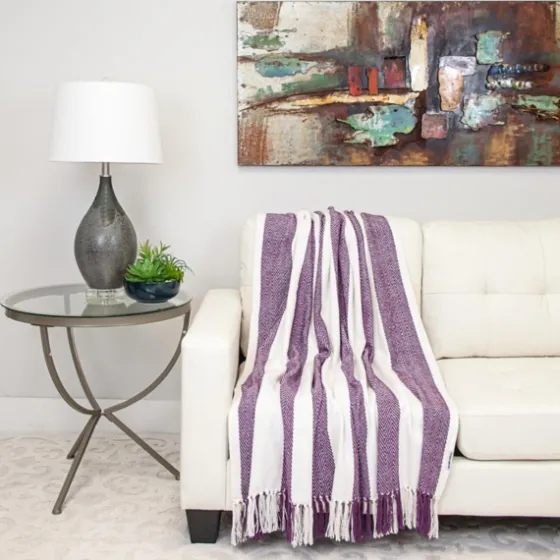 Purple Chalet Striped Fringe Throw-Kirkland's Home Best Sale
