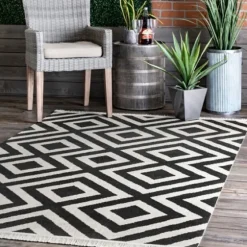 Rain Diamond Fringe Indoor/Outdoor Area Rug, 5X8-Kirkland's Home Best Sale
