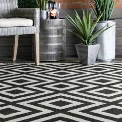 Rain Diamond Fringe Indoor/Outdoor Area Rug, 5X8-Kirkland's Home Best Sale
