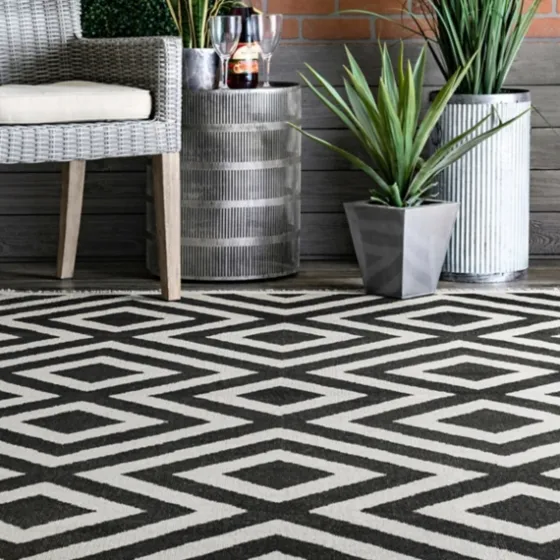 Rain Diamond Fringe Indoor/Outdoor Area Rug, 5X8-Kirkland's Home Best Sale
