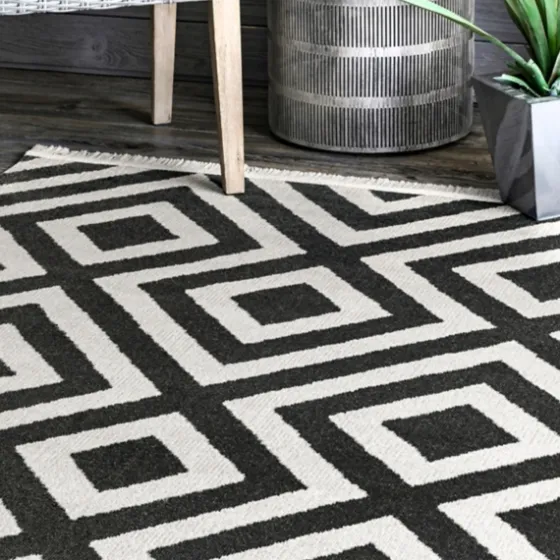 Rain Diamond Fringe Indoor/Outdoor Area Rug, 5X8-Kirkland's Home Best Sale