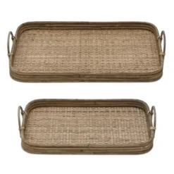 Rattan And Wood Decorative Trays, Set Of 2-Kirkland's Home Store
