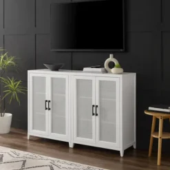 Rattan 4-Doors Wood Cabinet-Kirkland's Home Shop