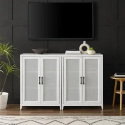 Rattan 4-Doors Wood Cabinet-Kirkland's Home Shop