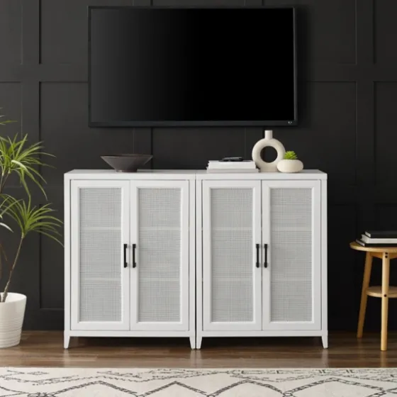 Rattan 4-Doors Wood Cabinet-Kirkland's Home Shop