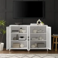 Rattan 4-Doors Wood Cabinet-Kirkland's Home Shop