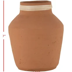 Rattan Rim Hand-Thrown Terracotta Vase-Kirkland's Home Outlet