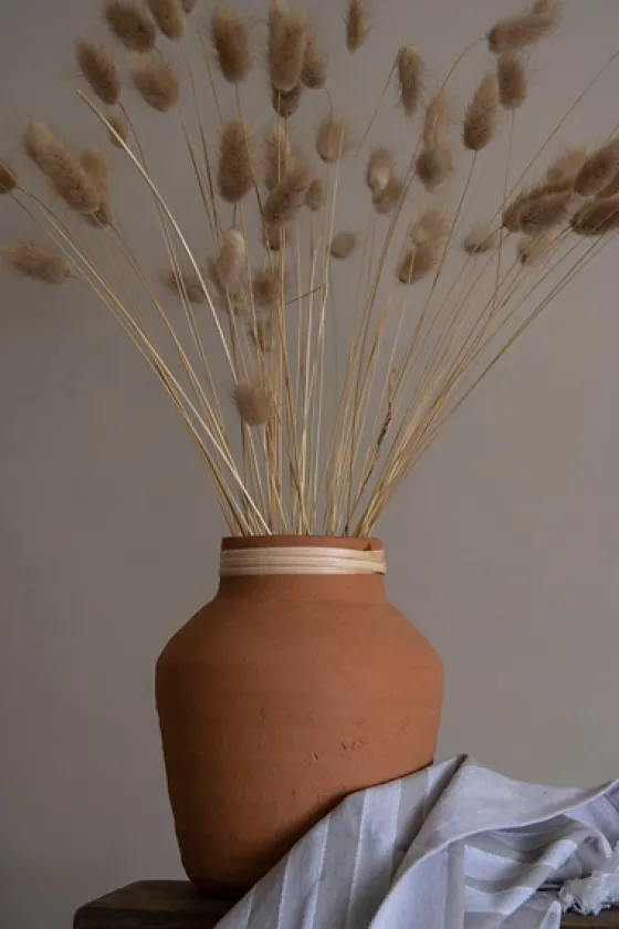 Rattan Rim Hand-Thrown Terracotta Vase-Kirkland's Home Outlet
