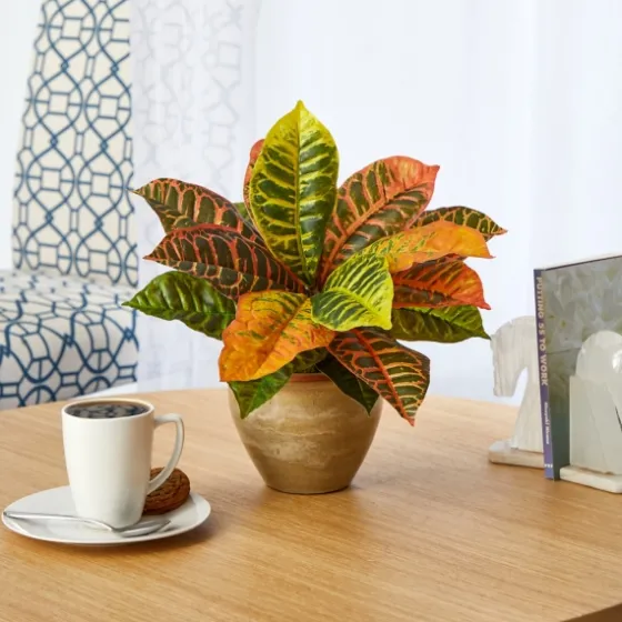 Real Touch Potted Garden Croton Plant-Kirkland's Home Cheap