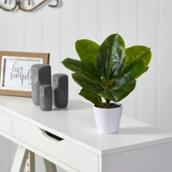 Real Touch Rubber Leaf In Ribbed White Planter-Kirkland's Home Shop