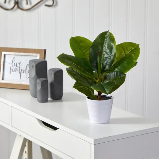 Real Touch Rubber Leaf In Ribbed White Planter-Kirkland's Home Shop