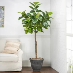 Real Touch Rubber Tree In Black Pot, 6 Ft.-Kirkland's Home Fashion