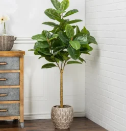 Real Touch Rubber Tree In Black Pot, 4 Ft.-Kirkland's Home Best