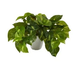 Real Touch Variegated Pothos In White Planter-Kirkland's Home Sale