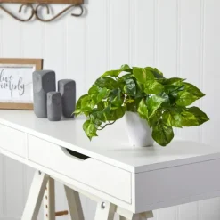 Real Touch Variegated Pothos In White Planter-Kirkland's Home Sale
