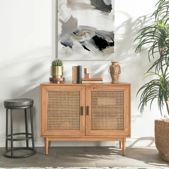 Reclaimed Pine And Woven Cane Cabinet-Kirkland's Home Shop