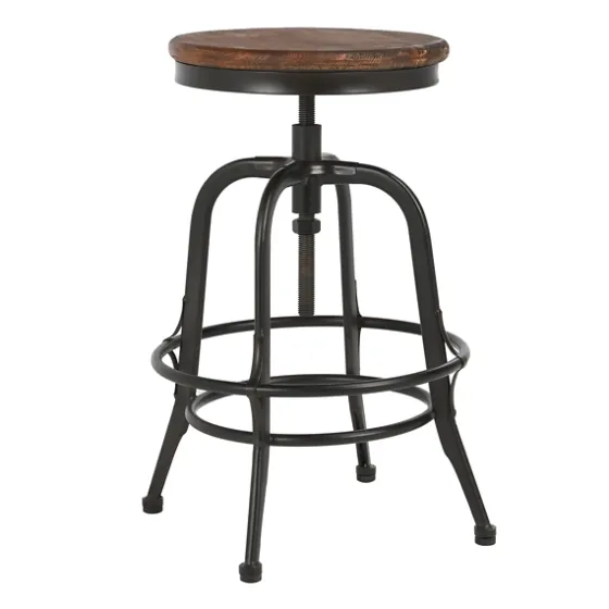 Reclaimed Pine Wood Adjustable Counter Stool-Kirkland's Home Outlet