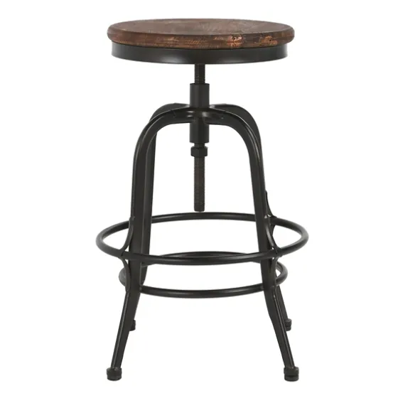 Reclaimed Pine Wood Adjustable Counter Stool-Kirkland's Home Outlet