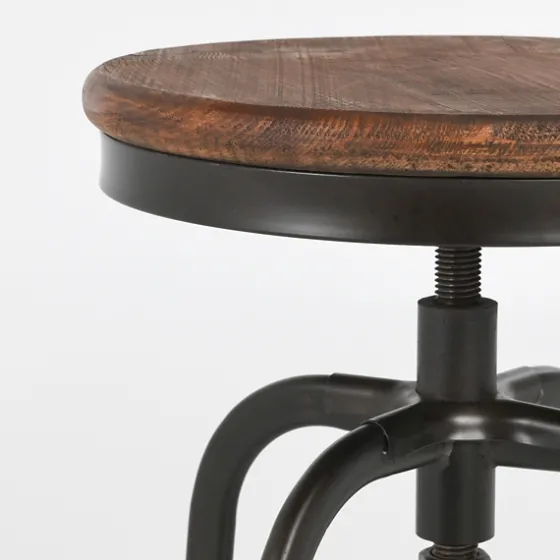 Reclaimed Pine Wood Adjustable Counter Stool-Kirkland's Home Outlet