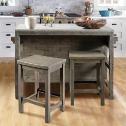 Reclaimed Pine Wood Counter Stool-Kirkland's Home Sale