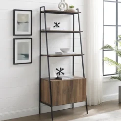 Reclaimed Wood Modern Ladder Bookcase With Cabinet-Kirkland's Home Fashion