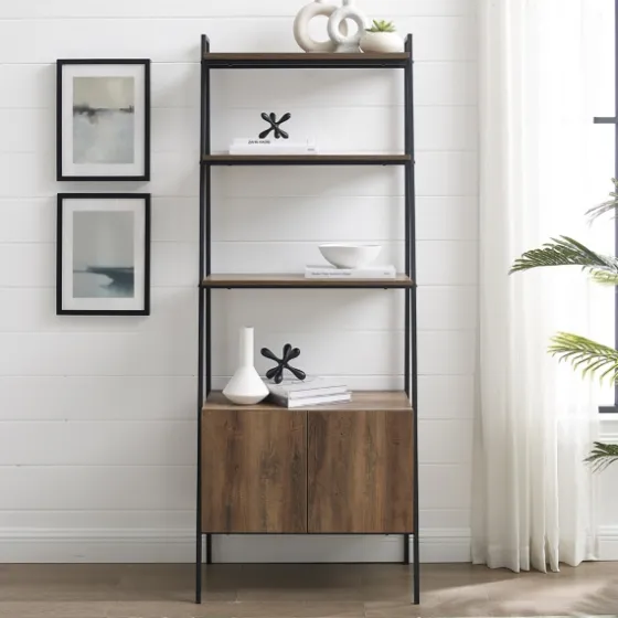 Reclaimed Wood Modern Ladder Bookcase With Cabinet-Kirkland's Home Fashion