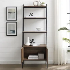 Reclaimed Wood Modern Ladder Bookcase With Cabinet-Kirkland's Home Fashion