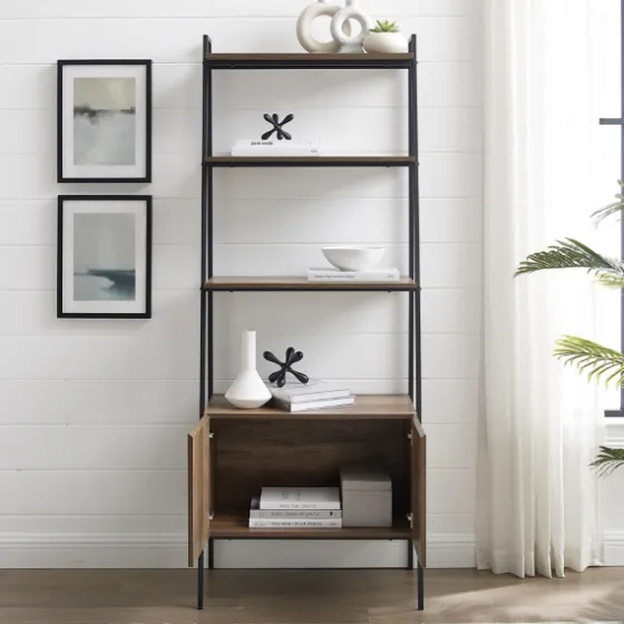 Reclaimed Wood Modern Ladder Bookcase With Cabinet-Kirkland's Home Fashion