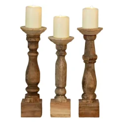 Reclaimed Wooden Banister Candle Holders, Set Of 3-Kirkland's Home Cheap
