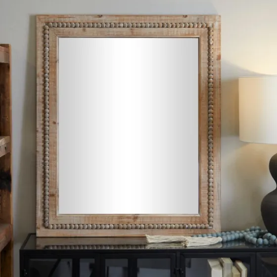 Rectangle Distressed Beaded Wall Mirror-Kirkland's Home Outlet
