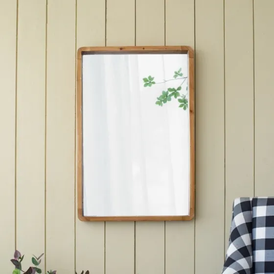 Rectangle Light Brown Wood Wall Mirror-Kirkland's Home Clearance