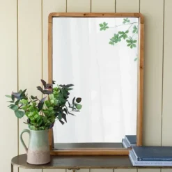 Rectangle Light Brown Wood Wall Mirror-Kirkland's Home Clearance
