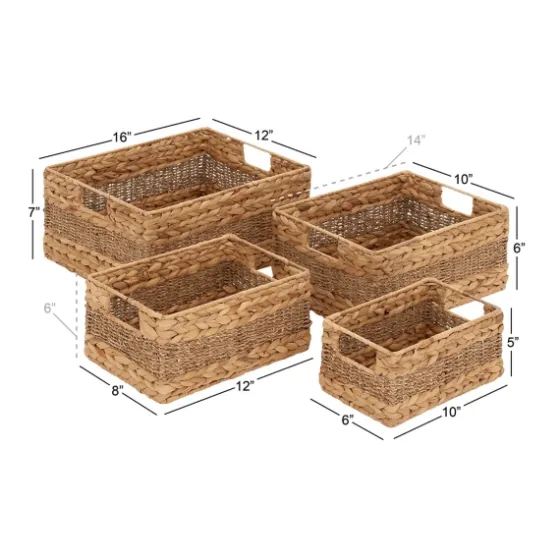 Rectangular Baskets With Metal Handles, Set Of 4-Kirkland's Home Discount