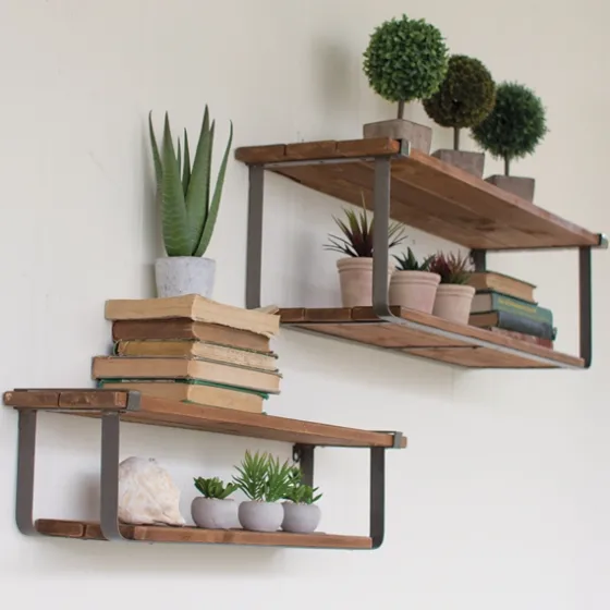 Recycled Wood And Metal Shelves, Set Of 2-Kirkland's Home Flash Sale