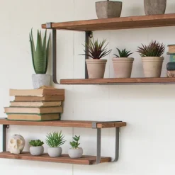 Recycled Wood And Metal Shelves, Set Of 2-Kirkland's Home Flash Sale