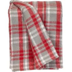 Red And Gray Plaid Cotton Throw-Kirkland's Home Store