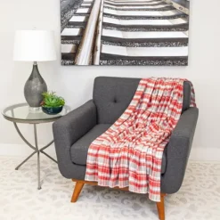 Red And Gray Plaid Cotton Throw-Kirkland's Home Store