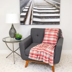 Red And Gray Plaid Cotton Throw-Kirkland's Home Store