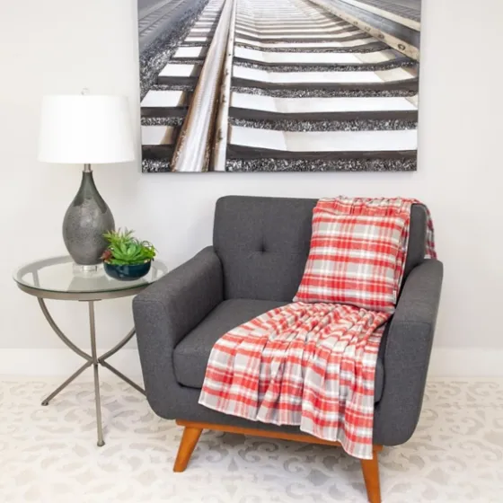Red And Gray Plaid Cotton Throw-Kirkland's Home Store