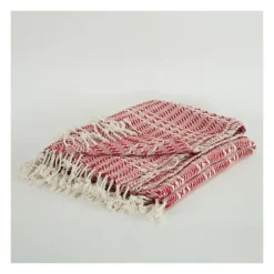 Red And Ivory Striped Cotton Throw-Kirkland's Home Best Sale