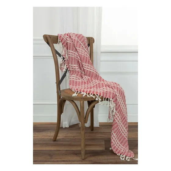 Red And Ivory Striped Cotton Throw-Kirkland's Home Best Sale