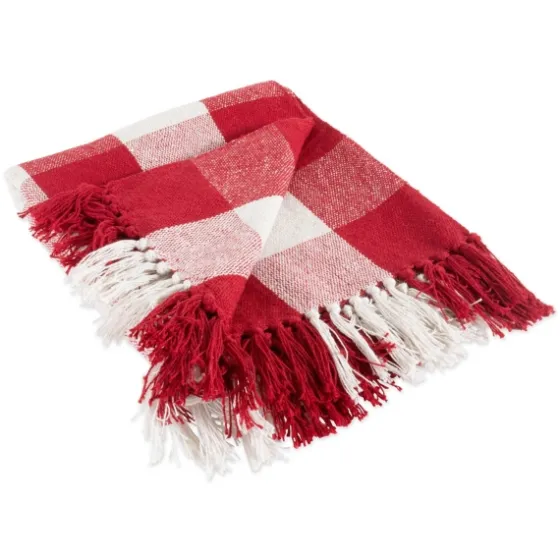 Red And White Buffalo Check Throw-Kirkland's Home New