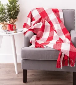 Red And White Buffalo Check Throw-Kirkland's Home New