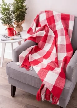 Red And White Buffalo Check Throw-Kirkland's Home New