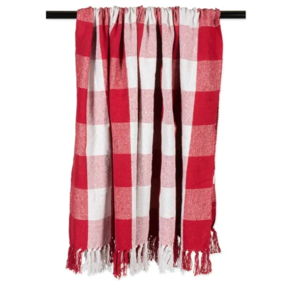 Red And White Buffalo Check Throw-Kirkland's Home New
