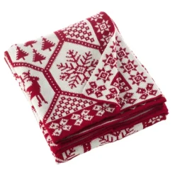 Red And White Geometric Christmas Throw Blanket-Kirkland's Home Flash Sale