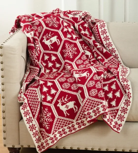 Red And White Geometric Christmas Throw Blanket-Kirkland's Home Flash Sale