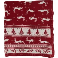 Red And White Stripe Reindeer Christmas Knit Throw-Kirkland's Home Fashion