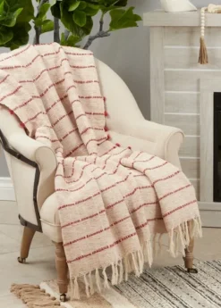 Red Beige Stripe Throw Blanket-Kirkland's Home Sale